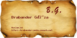 Brabander Géza névjegykártya